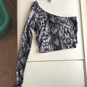 Snake print one shoulder top